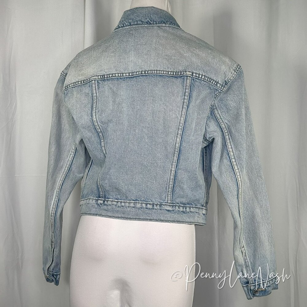Old Navy Lightwash Distressed Denim Cropped Jean Jacket - Picture 8 of 11